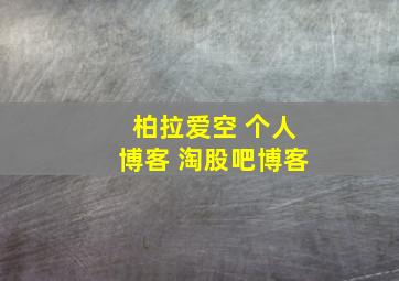 柏拉爱空 个人博客 淘股吧博客